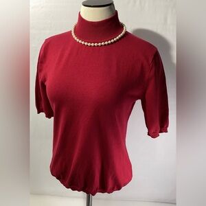 David Brooks Woman’s Top Size M Silk Blend Pullover Color Dark Red Knit